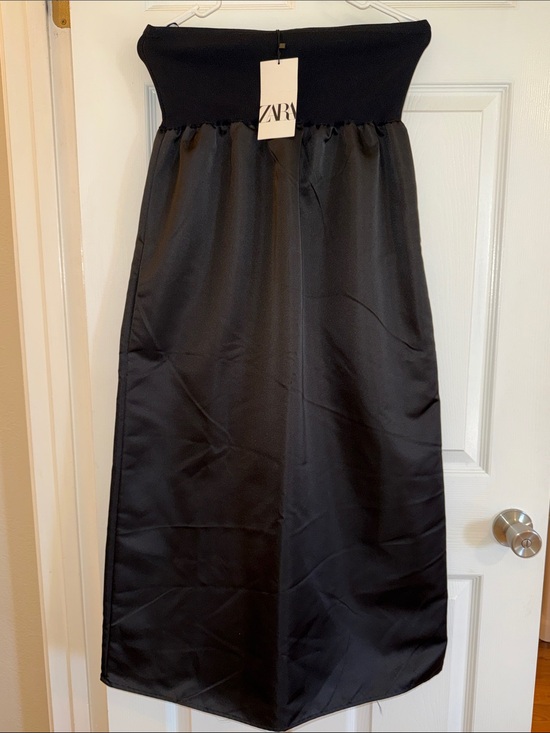 Zara Dresses & Skirts - Zara Black Strapless Midi Skirt with Fold-Over Waist